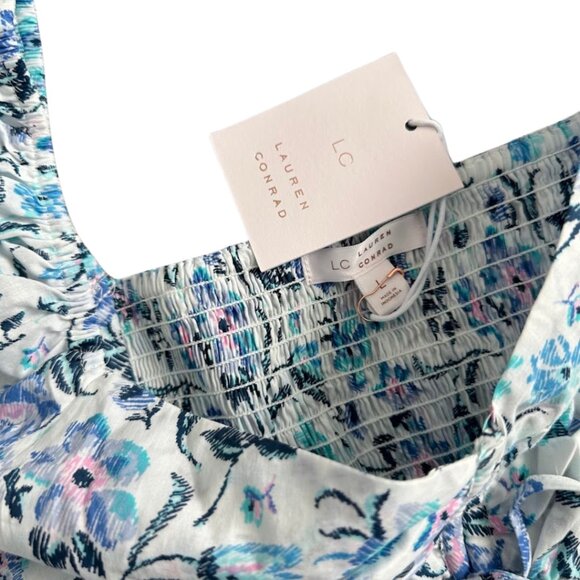 LAUREN CONRAD FLORAL SHORT SLEEVE TOP LARGE NWT - Picture 4 of 6